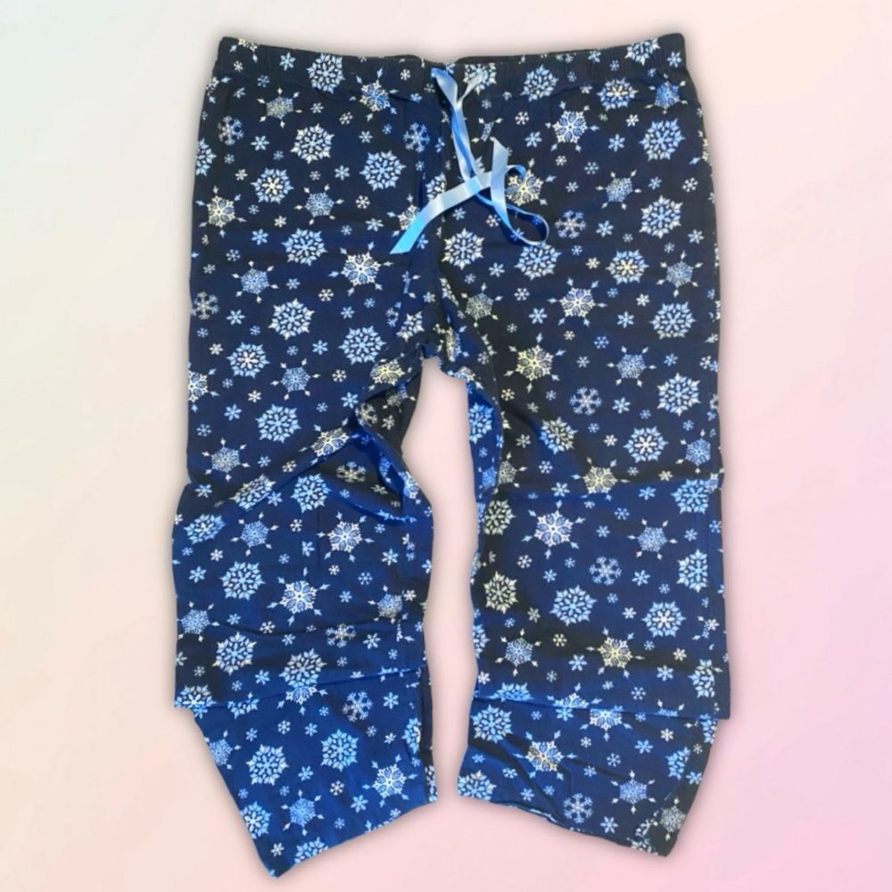Sonoma, Navy, Snowflake Print, Flannel Pajama Bottoms